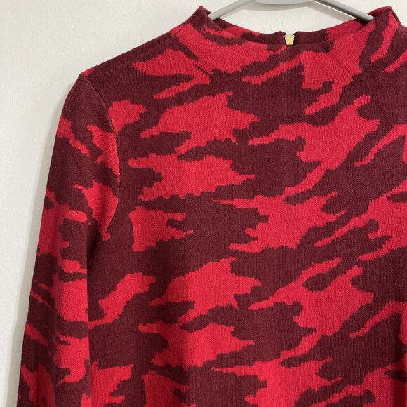 Chico's Sweater Women's 1 Or M 8 Red Maroon Print Pullover Back Zip Cozy NEW - Picture 6 of 14